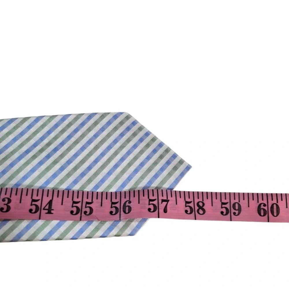 SAKS FIFTH AVENUE Striped‎ Silk Neck Tie Blue Green Diagonal Classic Business